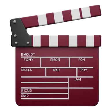 movie clapper board with burgundy accent, emoji style, simple design sticker