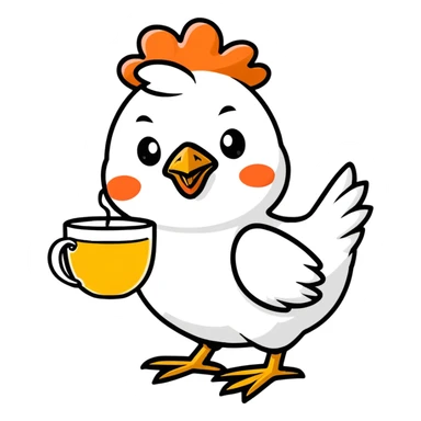 chicken with frizzle feathers drinks tea sticker
