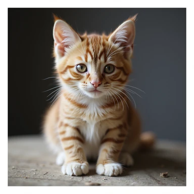 a realistic cat with strawberry patterned fur, bushy eyebrows, and white toes, photorealistic, detailed, lifelike sticker