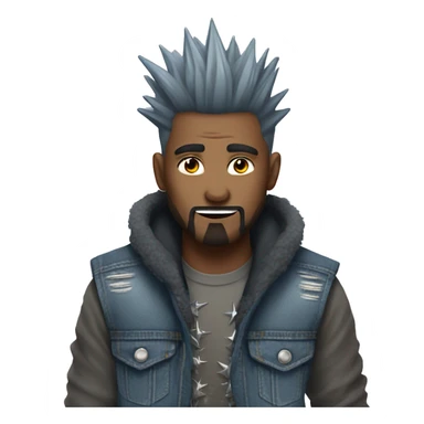 Edge lord with spikey frosted tips and a denim vest  sticker