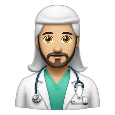 Arab medical doctor with trimmed beard almost not visible sticker