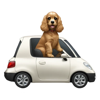 Light Cocker Spaniel driving a Black Mazda 2  sticker