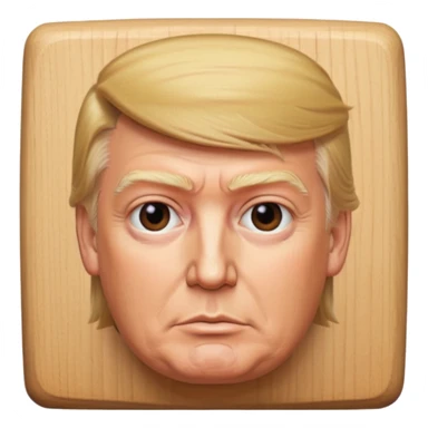 donald trump but his head is square, like a wooden block sticker