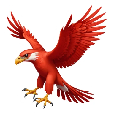 scarlet coloured raptor bird with wings spread sticker
