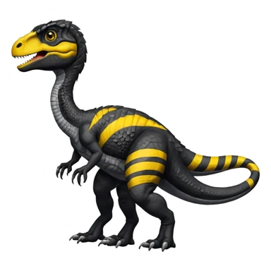 realistic black velociraptor with a yellow stripe on its back sticker
