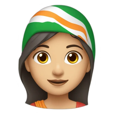 A girl with India flag, wearing ￼saare sticker