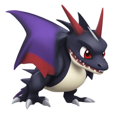 Black Cool Edgy Nargacuga-Garchomp-Noivern-Noibat Fakémon  with White and Red and purple and black Edgy markings sticker