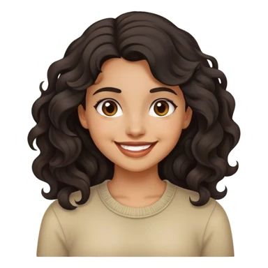 a dark-haired girl with a light tan. With wavy hair smiling sticker