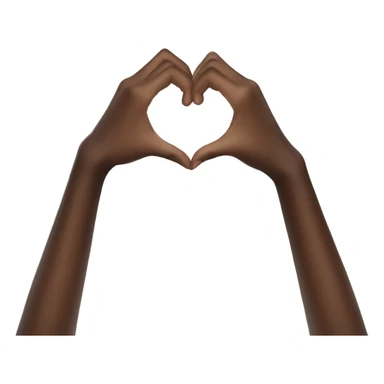Black person hand and white person hand making a heart sticker