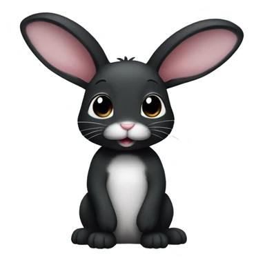 Black bunny with white tummy sticker