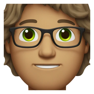 medium brown hair guy with glasses and green eye sticker