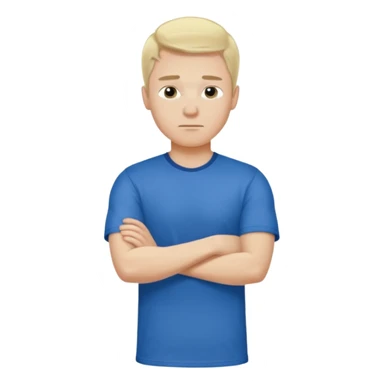 Pale blond man in blue football t shirt crossed arms from cold sticker