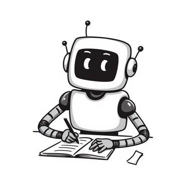 robot writing in a notebook sticker
