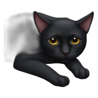 lazy black cat sticker