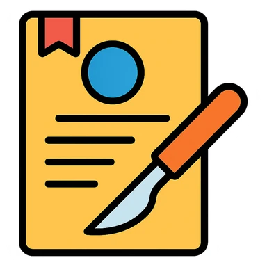 scholarly document with a precise scalpel overlay, technical and professional, evokes academia and rigorous operational definitions sticker