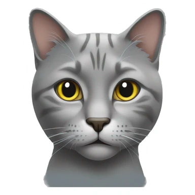 Thinking Face of gray cat sticker