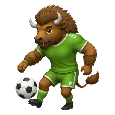 Green bison playing soccer sticker