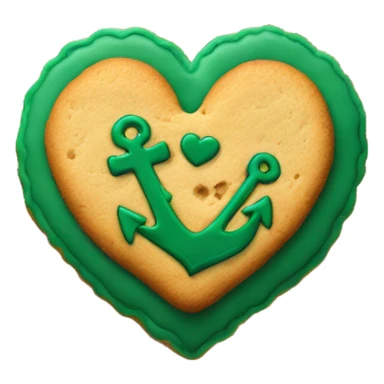 cookie heart with dark green anchor sticker