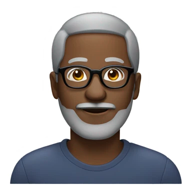60 year old black man with glasses and a black and gray beard sticker