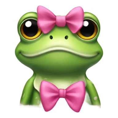 Frog with a pink bow smiling  sticker