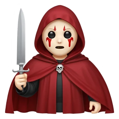 make a ghost face emoji with a cloak on and a bloody knife from the movie scream sticker