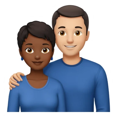 mixte couple black girl  with very short hair , dark haired white man around 40 years old sticker