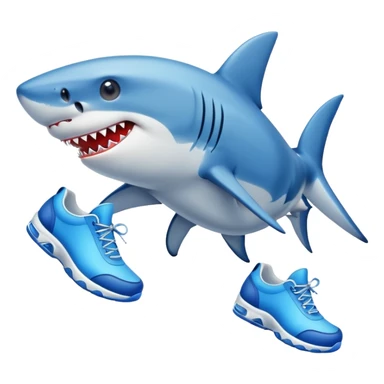 A shark with blue shoes sticker