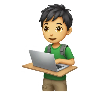 aisan boy with laptop  sticker