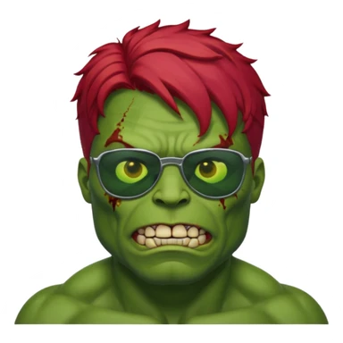 Zombie hulk with red hair and sun glasses sticker