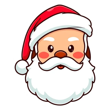 Jolly Santa Claus head with rosy cheeks, white fluffy beard, and classic red hat sticker