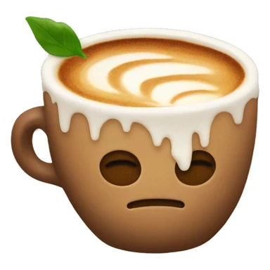 coffee with leaf latte art sticker