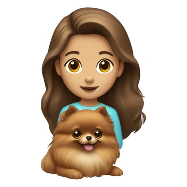 Girl with brown hair and write color  Pomeranian  sticker