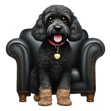 Cockerpoo sat on black sofa sticker