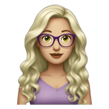 White-curvy-woman-purple-long-wavy-hair-green-eyes-square-glasses sticker