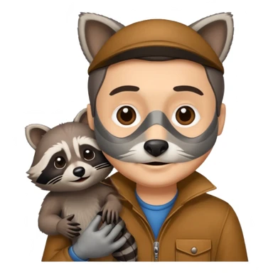 man with racoon sticker