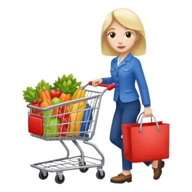 lady with shopping cart sticker