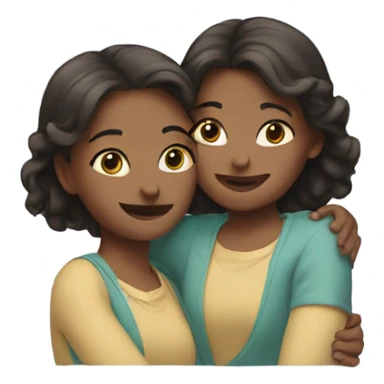 Two sisters hugging each other  sticker