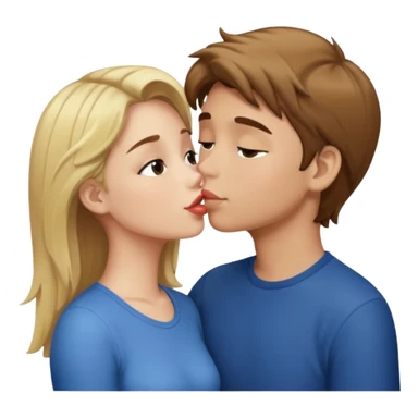 blonde girl and brown hair boy kissing sticker