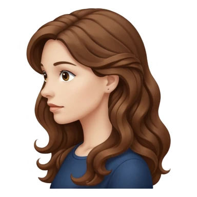 A white woman in profile with long, wavy brown hair sticker