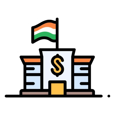 business building with Indian flag, representing nationalization of private business in India sticker