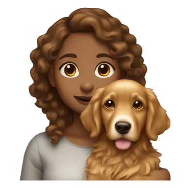 Light brown skinned girl with brown curly hair with a golden retriever puppy sticker