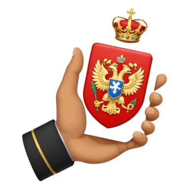 военный билет в руке крассный без человека, просто рука и в ней билет русский герб sticker