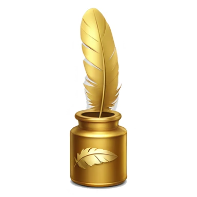 gold inkpot white feather sticker