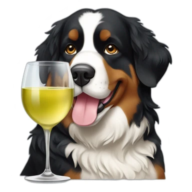 bernese mountain dog drinking white wine sticker
