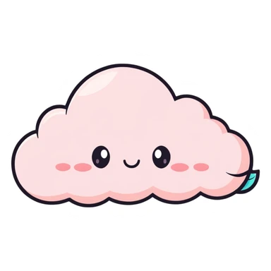 soft kawaii cloud with cute blush and eyelashes sticker