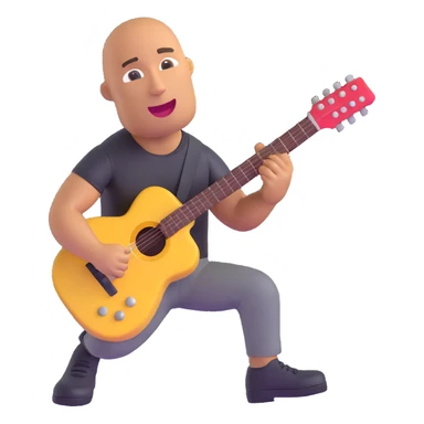 The Rock (Dwayne Johnson) playing a guitar, 3D emoji style sticker