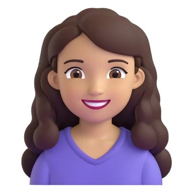 light skin brown girl with long dark brown hair and dark brown eyes, smiling sticker