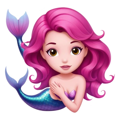 brunette hair pink mermaid  sticker