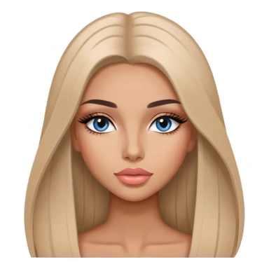 Glamours, tanned, very beautiful girl, with big pump peach-beige-rose lips, long long lashes, black straight smooth silky long hair, straight parting hair, blue-grey eyes sticker