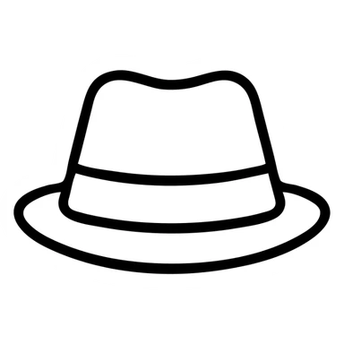 trilby hat front view with slight shadow under brim minimalistic icon sticker